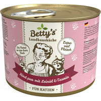 Produktbild von Betty's Landhausküche Nassfutter Katze Rind pur mit Leinöl Stückchen in Sauce Adult 6 x 200 g - 6 x 200 g