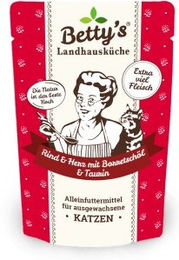 Betty's Landhausküche Nassfutter Katze Rind Stückchen in Sauce Sensitive 12 x 100g - 12 x 100 g – Bild 1 von 6