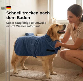 Betz Hundehandtuch mit Klettverschluss aus 100% Baumwolle Blau Größe S – Bild 1 von 7