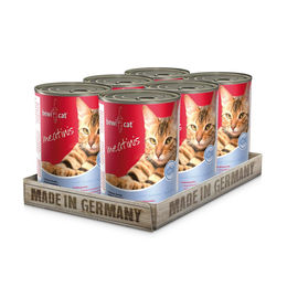 Produktbild von Bewi Cat Meatinis Katzenfutter Lachs für Adult mit hohem Fleischanteil 6x400g