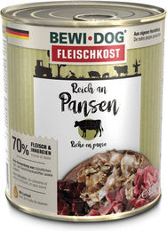 Produktbild von Bewi Dog Hunde-Fleischkost für erwachsene Hunde Stückchen in Sauce reich an Pansen 6x800g