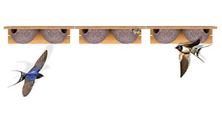 BigDean 3er Set Schwalbennistkasten Doppelnest aus Holzbeton für Wildvögel in Grau und Braun – Bild 1 von 13