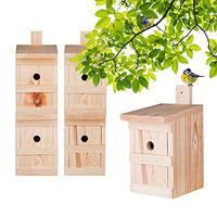 Produktbild von BigDean 5er Set Nistkasten für Meisen und Wildvögel aus Massivholz in Braun 27x17x17cm