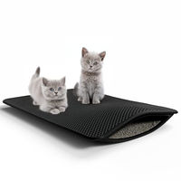 Produktbild von BigDean Katzenklo Matte 61x38cm Schwarz als Unterleger für Katzenstreu kratzfest und leicht zu reinigen