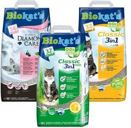 Produktbild von Biokat's Probierpaket Klumpstreu für Katzen 3 Sorten Babypuder - 3 x 10 l