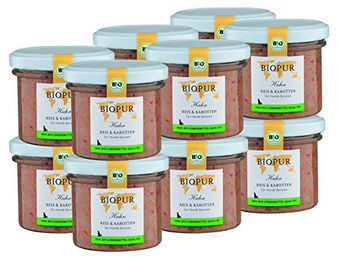 BIOPUR Bio Hundefutter Huhn Reis und Karotten für Senioren 12x100g - 12 x 100 g – Bild 1 von 2