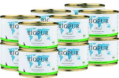 BIOPUR Bio Hundefutter Rind Reis und Karotten für Senioren 12x400g - 12 x 400 g – Bild 1 von 2