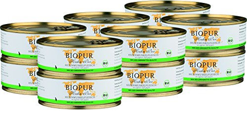 BIOPUR Bio Katzenfutter Huhnmuskelfleisch 12x200g - 12 x 200 g – Bild 1 von 2