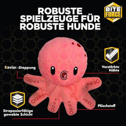 Bite Force Tough Plush Octopus Plüschspielzeug für Hunde in Rosa – Bild 1 von 4