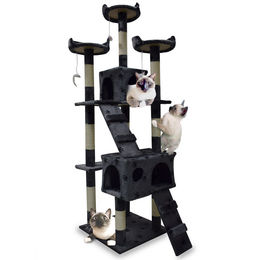 Bituxx Katzenkratzbaum XL Dunkelgrau mit Pfote aus Sisal und Plüsch 170 cm – Bild 1 von 1