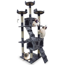 Bituxx Katzenkratzbaum XL Hellgrau mit Pfote und Sisal 170cm – Bild 1 von 1