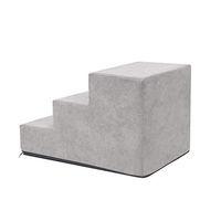 Produktbild von Bjird Haustiertreppe mit 3 Stufen für Hunde und Katzen Antirutsch und Gelenkschonend Grau 50 x 30 x 30 cm