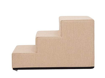 Bjird Haustiertreppe mit 3 Stufen für kleine Hunde und Katzen, Antirutsch und Öko-Tex zertifiziert, Beige, 50 x 30 x 30 cm – Bild 1 von 4