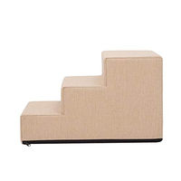 Produktbild von Bjird Haustiertreppe mit 3 Stufen für kleine Hunde und Katzen, Antirutsch und Öko-Tex zertifiziert, Beige, 50 x 30 x 30 cm