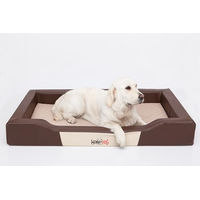 Produktbild von Bjird Hundebett Deluxe aus Kunstleder in Braun Größe S mit abnehmbarem Bezug
