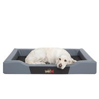 Produktbild von Bjird Hundebett Deluxe aus Kunstleder in Grau Größe S mit abnehmbarem Bezug