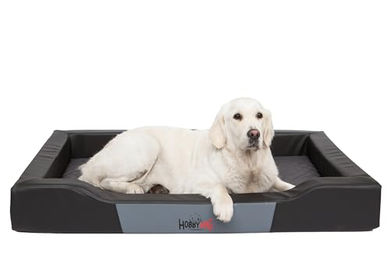 Bjird Hundebett Deluxe aus Kunstleder in Schwarz Größe S mit abnehmbarem Bezug – Bild 1 von 9