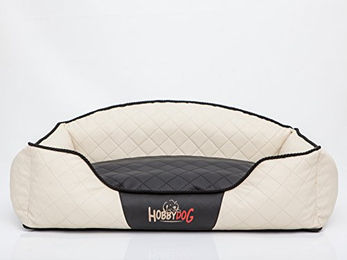 Bjird Hundebett Elite aus Kunstleder in Beige Größe S mit allergikerfreundlichem OEKO-TEX Bezug – Bild 1 von 6