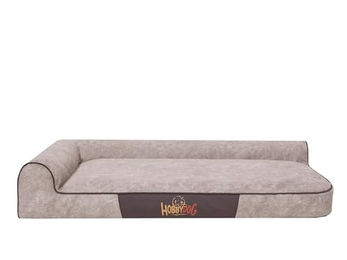 Bjird Hundebett Hundekorb aus Kunstleder mit abnehmbarem Bezug Größe S Beige – Bild 1 von 9