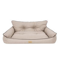 Produktbild von Bjird Hundebett Joker Gesteppt für kleine mittelgroße und große Hunde in Beige aus Kunstleinen Größe S 64 x 49 cm