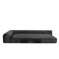 Produktbild von Bjird Hundebett S Schwarz Hypoallergen aus Kunstleder mit abnehmbarem Bezug 80 x 53 x 18 cm