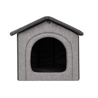 Produktbild von Bjird Hundehütte und Katzenhöhle für mittelgroße Hunde und Katzen mit herausnehmbarem Dach Hellgrau Graphit 52 x 46 x 53 cm