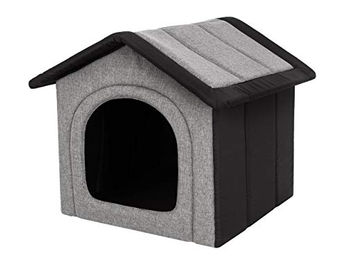 Bjird Hundehütte und Katzenhöhle für mittelgroße Hunde und Katzen mit herausnehmbarem Dach Hellgrau Schwarz 60 x 55 x 60 cm – Bild 1 von 4