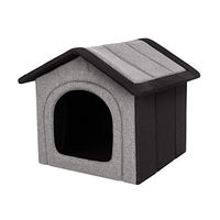 Produktbild von Bjird Hundehütte und Katzenhöhle für mittelgroße Hunde und Katzen mit herausnehmbarem Dach Hellgrau Schwarz 60 x 55 x 60 cm