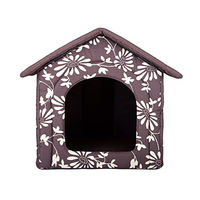 Produktbild von Bjird Hundehütte und Katzenhöhle mit herausnehmbarem Dach in Braun mit Pflanzen Pflanzen-Design