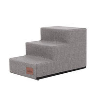 Produktbild von Bjird Hundetreppe und Katzentreppe mit 3 Stufen für kleine Hunde und Senioren in Grau mit Öko-Tex Stoff