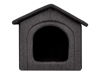 Bjird Katzenhöhle und Hundehütte für kleine Hunde mit herausnehmbarem Dach in Grau-Schwarz 38 x 32 x 38 cm – Bild 1 von 4