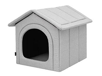 Bjird Katzenhöhle und Hundehütte für kleine Hunde und Katzen mit herausnehmbarem Dach aus Stoff in Grau 38 x 32 x 38 cm – Bild 1 von 7
