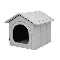 Produktbild von Bjird Katzenhöhle und Hundehütte für kleine Hunde und Katzen mit herausnehmbarem Dach aus Stoff in Grau 38 x 32 x 38 cm