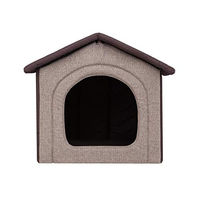 Produktbild von Bjird Katzenhöhle und Hundehütte für kleine Hunde und Katzen mit herausnehmbarem Dach in Braun 44 x 38 x 45 cm
