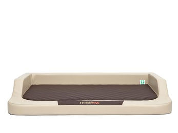Bjird Orthopädisches Hundebett mit Memory Foam aus Kunstleder Beige/Braun Größe S – Bild 1 von 9