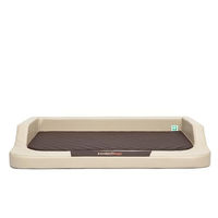 Produktbild von Bjird Orthopädisches Hundebett mit Memory Foam aus Kunstleder Beige/Braun Größe S