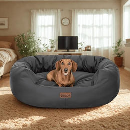 Bjird Oval Hundebett XL für große Hunde, wasserdicht und waschbar, Oeko-Tex zertifiziert, Graphit Grau, 94x75 cm – Bild 1 von 6