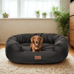 Bjird Oval Hundebett XL Schwarz Wasserdicht und Waschbar mit Oeko-Tex Zertifizierung für große Hunde 94x75 cm – Bild 1 von 6