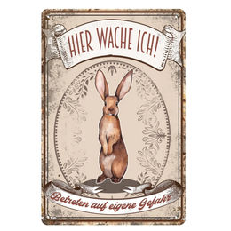 Produktbild von Blechschild Vintage Kaninchen HIER WACHE ICH - II
