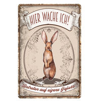 Produktbild von Blechschild Vintage Kaninchen HIER WACHE ICH - II