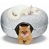 Produktbild von BlingBin 2-in-1 Katzenhöhle und Tiertunnel aus Filz für Katzen, Grau, 60x60x28cm
