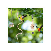 Produktbild von BlingBin 7-teiliges Vogelspielplatz Set aus Naturholz für Papageien und Wellensittiche mit Leiter, Glocke und Hängematte