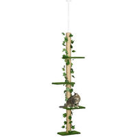 Produktbild von BlingBin Deckenhoher Kratzbaum für Katzen mit 3 Etagen und Deckenspanner in Grün oder Gelb