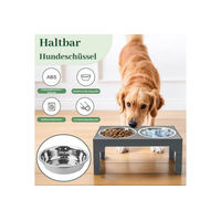 Produktbild von BlingBin Erhöhter Hundenapf mit 2 Edelstahlnäpfen und 1 Anti-Schlingnapf aus Edelstahl und Silikon in 5 Höhenverstellbar für kleine mittlere und große Hunde