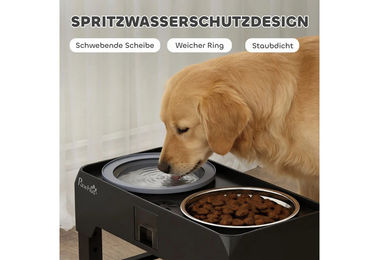 BlingBin Erhöhter Hundenapf mit 2 Edelstahlnäpfen und Ständer in Schwarz – Bild 1 von 4