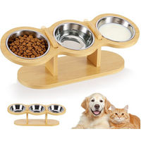 Produktbild von BlingBin Erhöhter Katzennapf mit 3 Edelstahl Schüsseln, Ergonomische Futterstation für Katzen, Höhenverstellbar, Silber