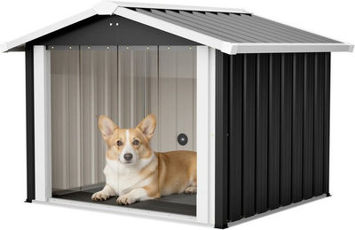 BlingBin Hundehütte aus Metall mit Satteldach und wasserdichtem Schutz für Hunde und Katzen im Außenbereich – Bild 1 von 5