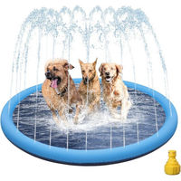 Produktbild von BlingBin Hundepool Planschbecken mit Wasserdüse und Sprinkler Matte für Hunde in Blau