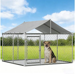 BlingBin Hundezwinger Outdoor Hundehütte aus Metall mit verriegelbarer Sicherheitstür und wasserdichter Abdeckplane für Hunde aller Größen – Bild 1 von 5