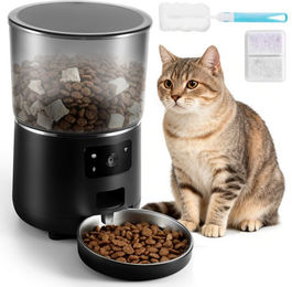 BlingBin Intelligenter Katzenfutterautomat mit 4L Kapazität WiFi App-Steuerung, Haustier-Kamera mit Video und Audio sowie Edelstahlnapf in Schwarz – Bild 1 von 5